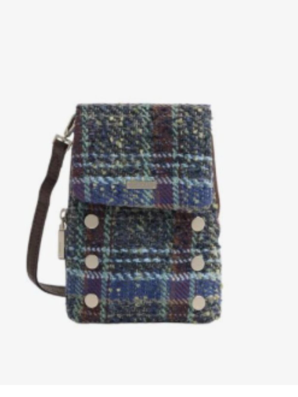 Hammitt VIP Mobile Crossbody Woven Waltz Brushed Silver Hardware Plaid Tweed